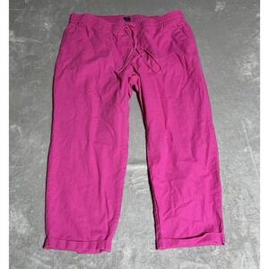 J Crew Pants Womens 18 Pink Linen Blend Tapered Leg Pockets Elastic‎ Tie Waist
